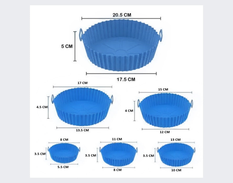 Pack 6 Moldes de Silicona Antiadherentes para Air Fryer