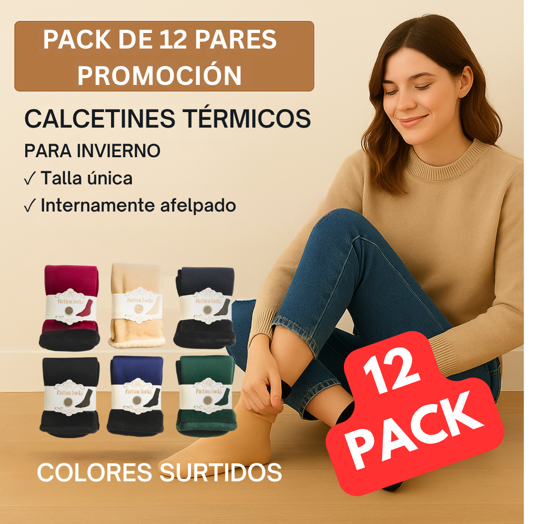 Pack x12 Calcetines Termicos Maxima Calidez para Invierno