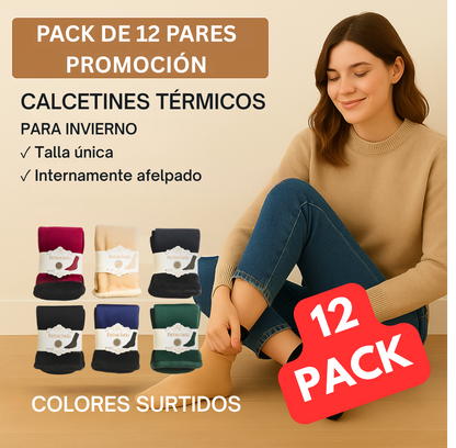 Pack x12 Calcetines Termicos Maxima Calidez para Invierno