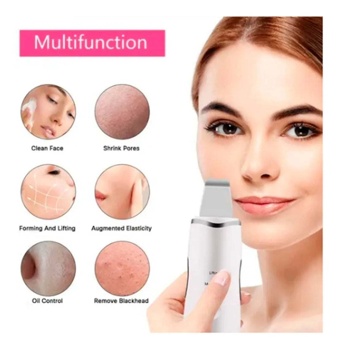 Paleta Ultrasónica Facial Limpieza Profunda y Skincare en Casa
