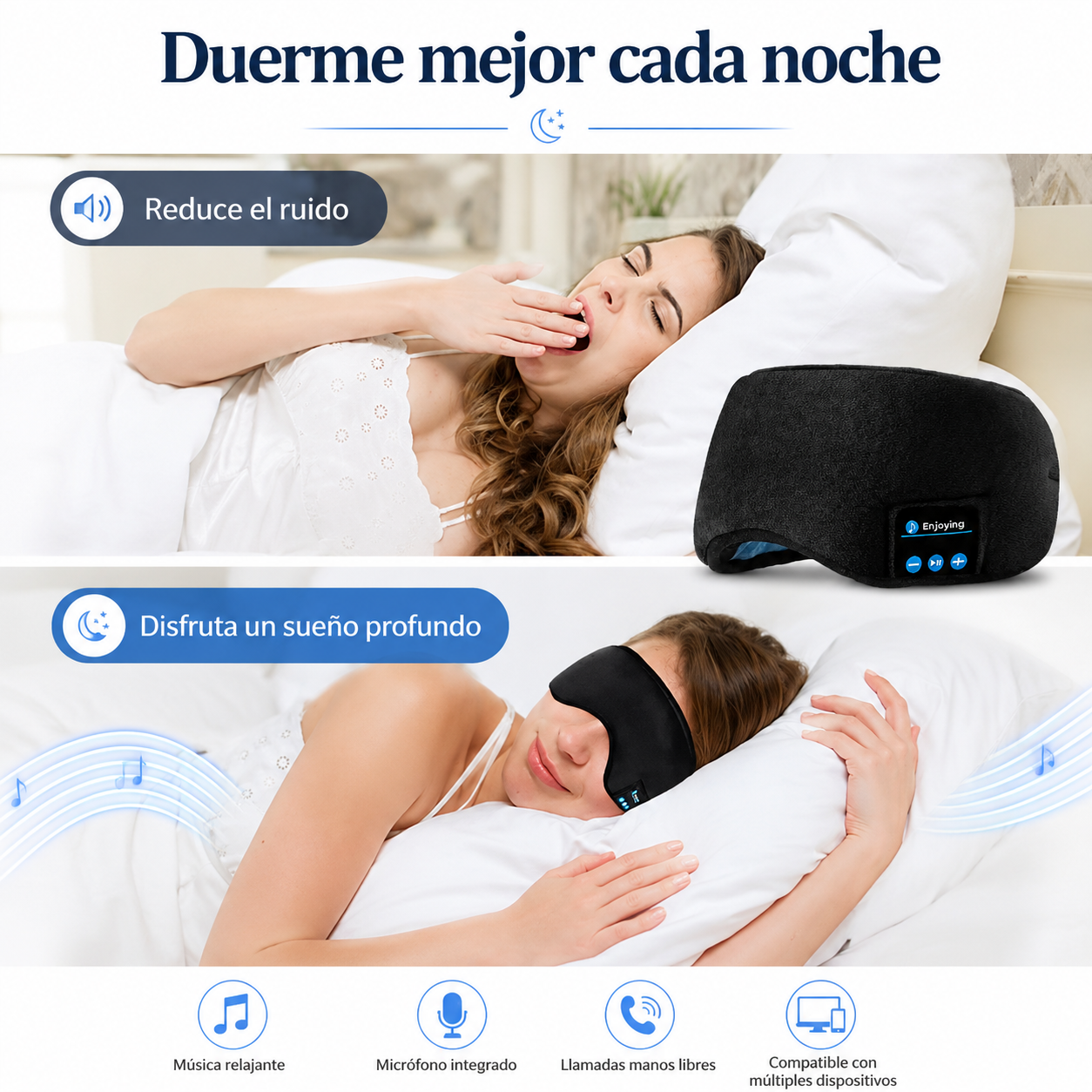 Antifaz Relax Sleep Bluetooth con Audífonos Integrados