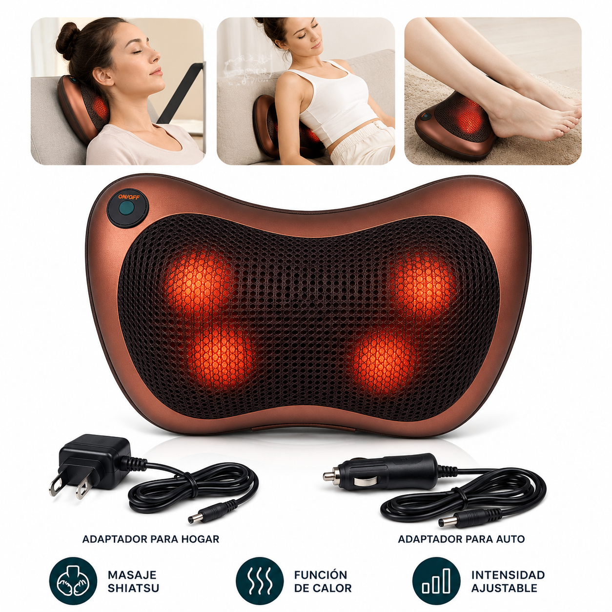 Almohada Masajeadora Shiatsu con Calor