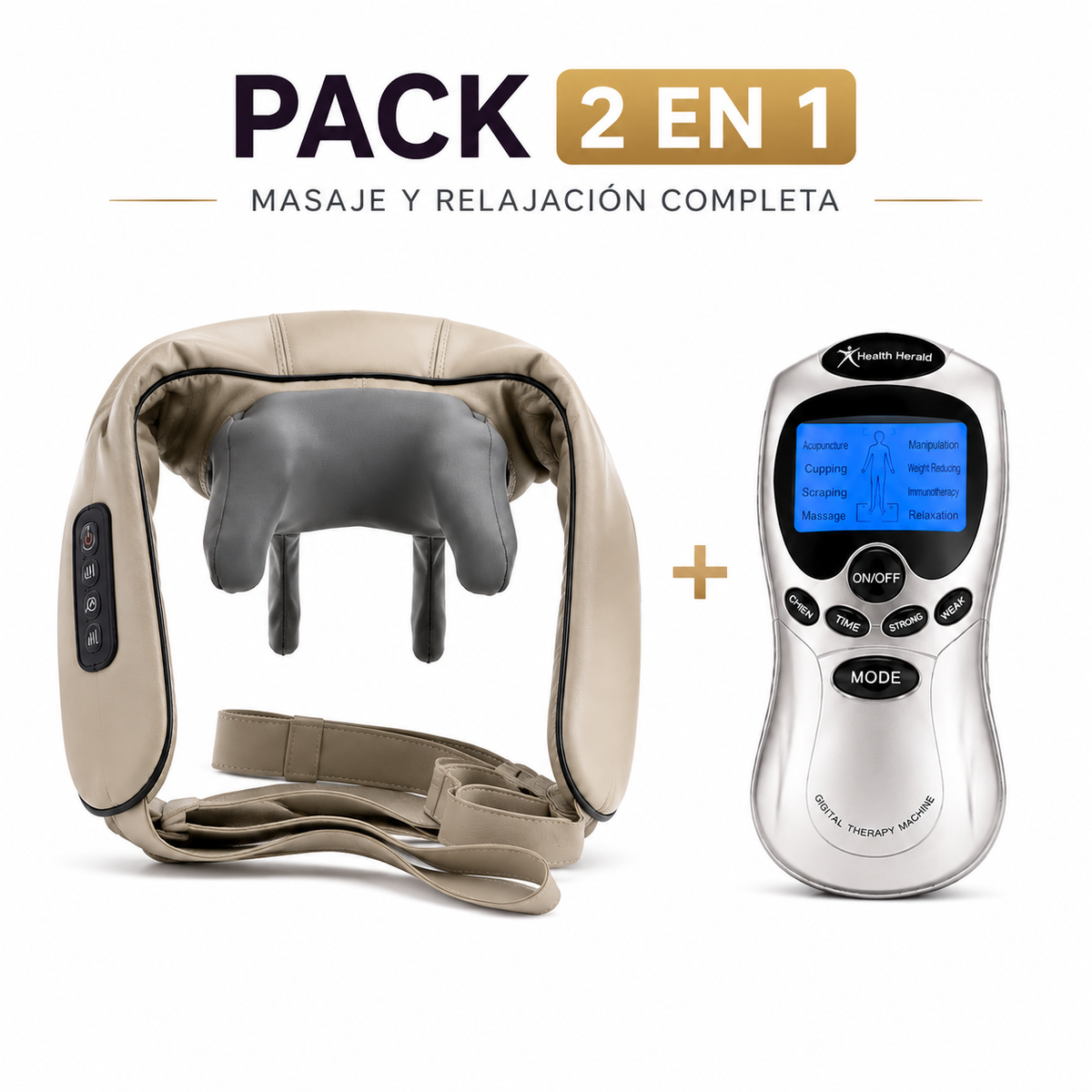 Pack Masajeador Cervical Inalámbrico + Electroestimulador TENS