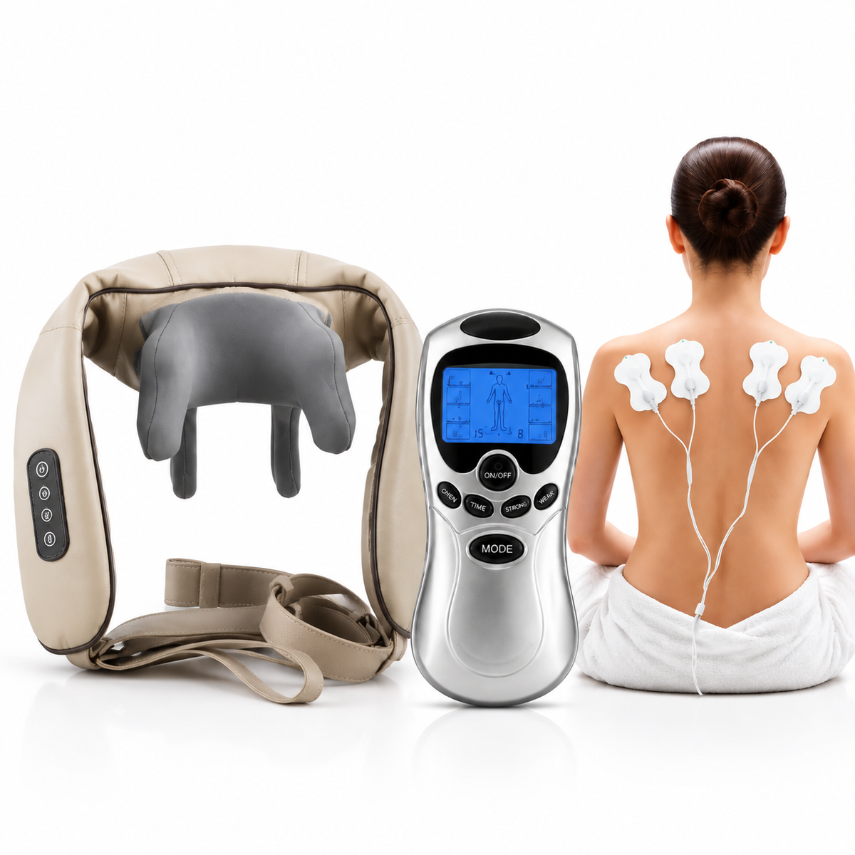 Pack Masajeador Cervical Inalámbrico + Electroestimulador TENS