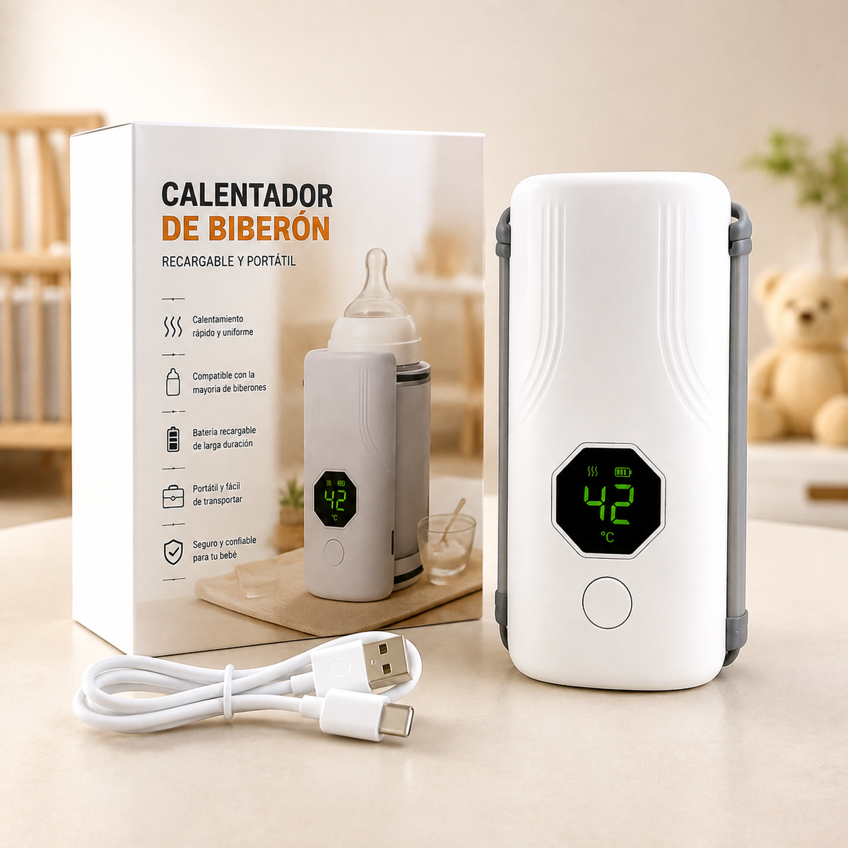 Calentador Portátil de Mamaderas USB Leche Tibia Donde Estés