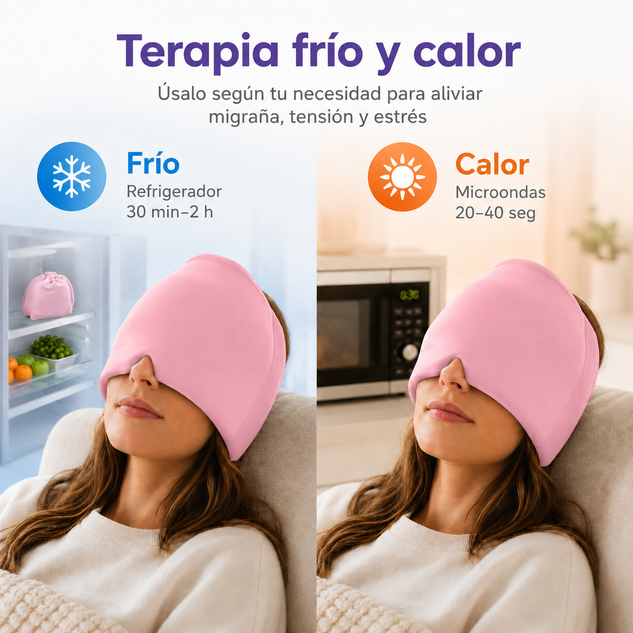 Gorro de Gel Terapéutico para Migraña y Dolor de Cabeza 360°