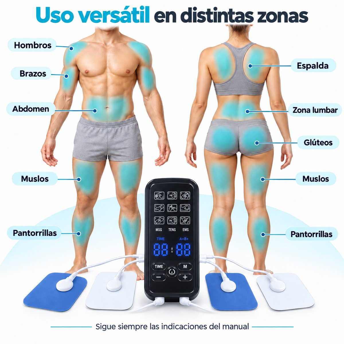 Masajeador Electroestimulador Multifuncional TENS, EMS y Masaje