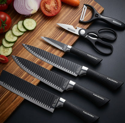 Set Chef Premium Cuchillos Tijeras y Pelador Acero Inoxidable