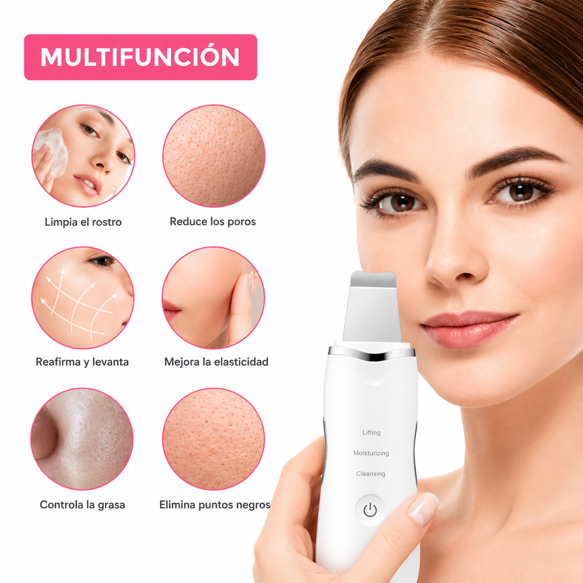 Paleta Ultrasónica Facial para Limpieza y Skincare