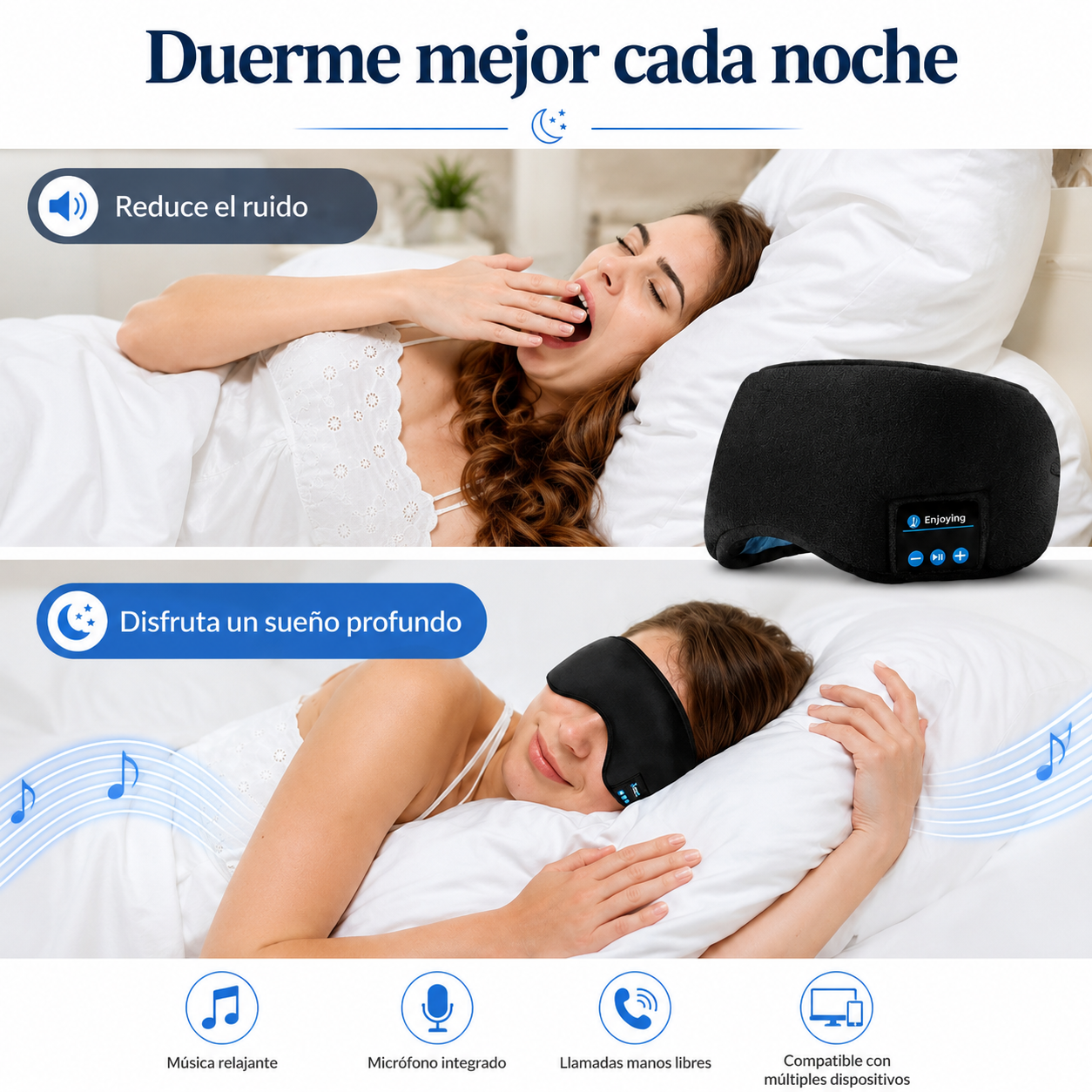 Antifaz Relax Sleep Bluetooth con Audífonos Integrados